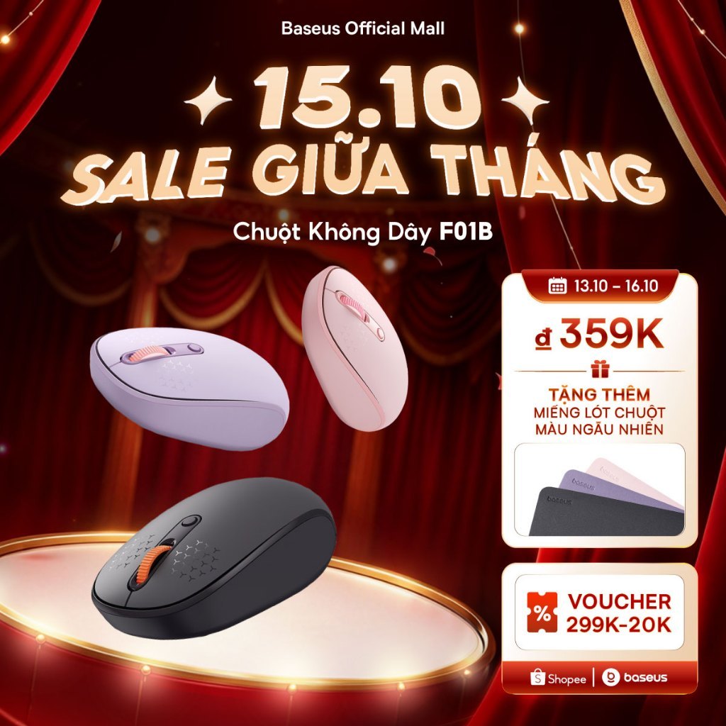 Chuột Không Dây F01B Baseus Thiết Kế Ôm Tay, Nhỏ Gọn Tinh Tế Kết Nối Ba Chế Độ…