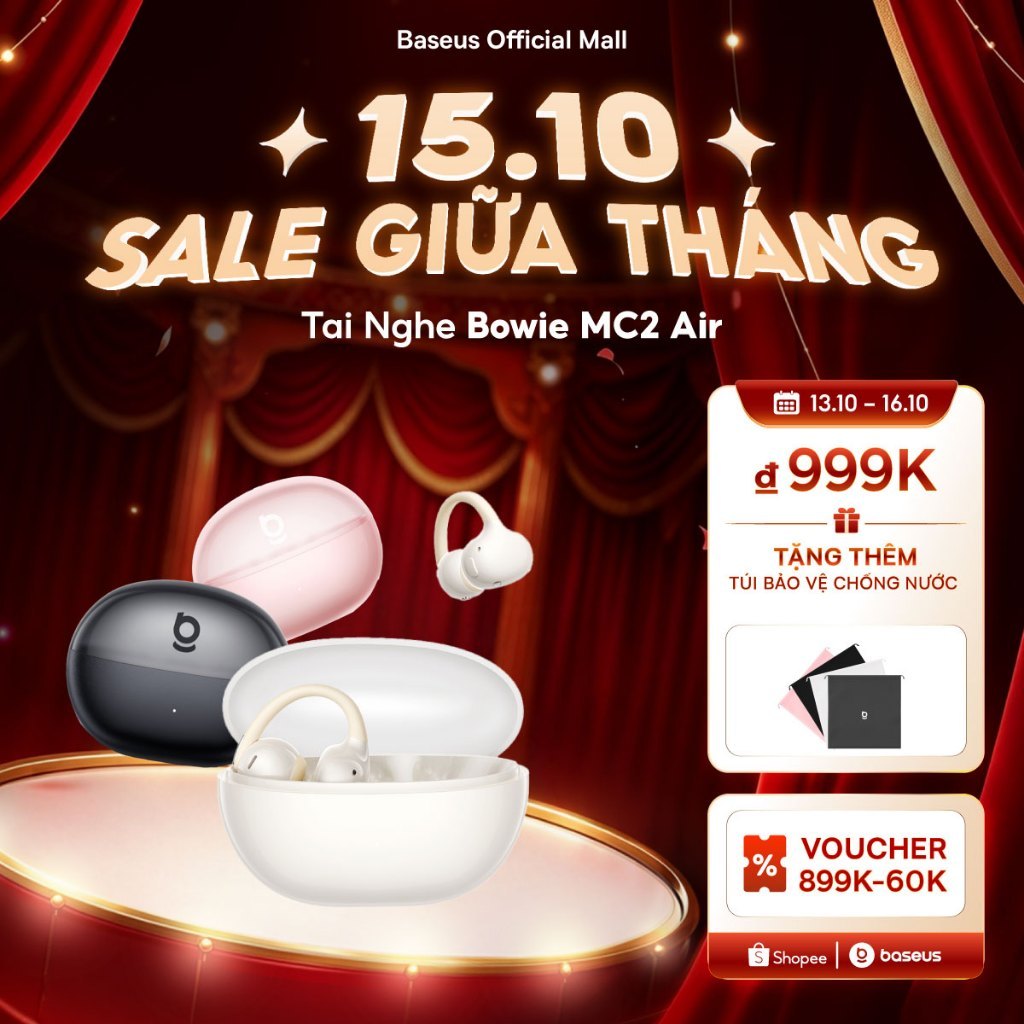 Tai nghe không dây đích thực Baseus Bowie MC2 Air Open-Ear 40Hrs Thời gian…
