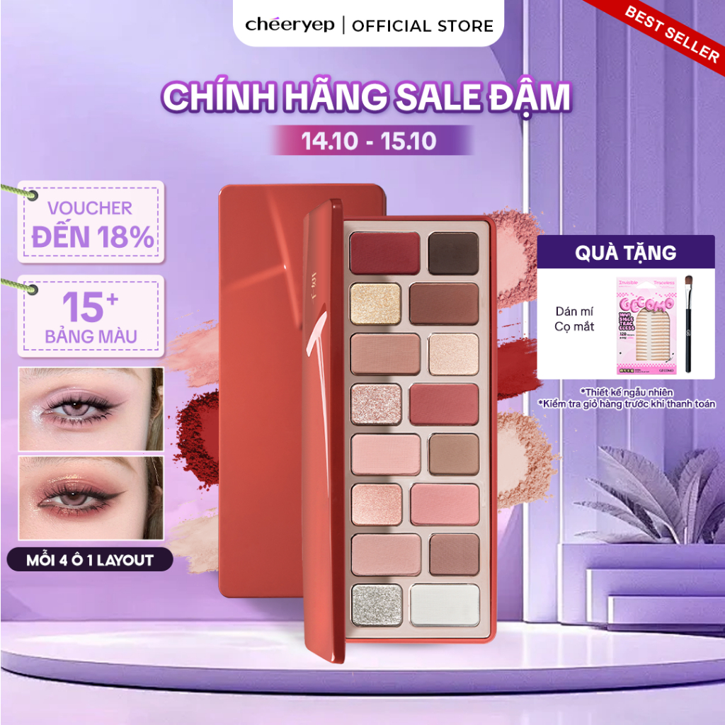 Bảng Phấn Mắt CHÉERYEP 16 Ô Đa Năng Phấn Mịn Lên Màu Chuẩn Đa Dạng Phong Cách Trang Điểm