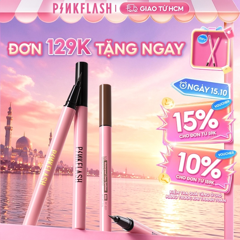 Bút kẻ mắt Pinkflash dạng lỏng nhanh khô màu đen màu nâu chất lì chống nước…