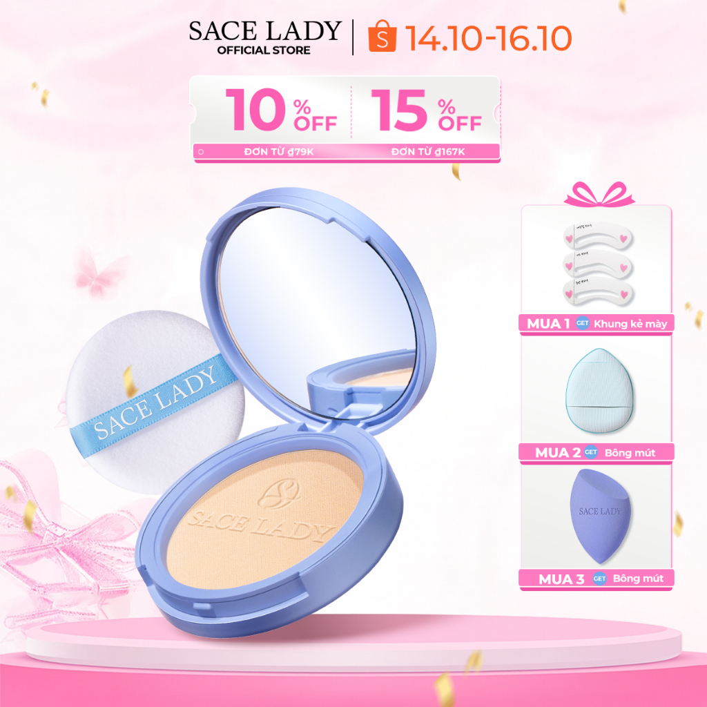 Phấn Phủ SACE LADY Kiềm Dầu Dộ Che Phủ Cao Lâu Trôi Kháng Nước với 3 màu tùy…