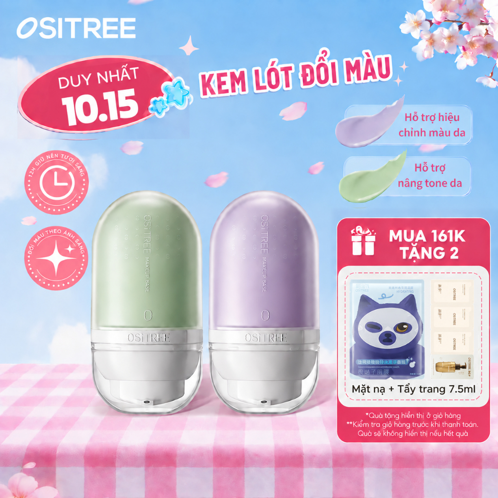 Ositree Kem lót mặt trang điểm Kem lót cách ly Kem dưỡng ẩm Hydrating Brightening Tone-up25g