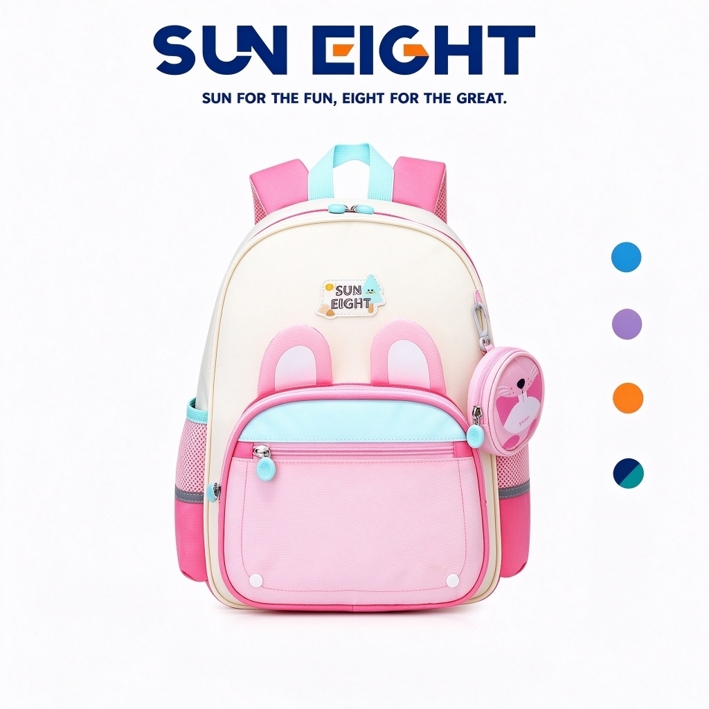 Sun Eight balo mẫu giáo hình thú dễ thương nhẹ có khóa ngực chống nước cho bé…