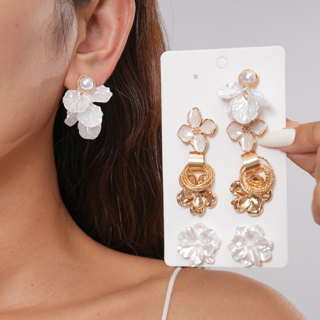 10 Chiếc Ngọt Ngào Ngọc Trai Dầu Thả Hoa Tròn Bông Tai Thời Trang Vintage Bông Tai Cao Cấp Đa Năng Phụ Kiện Dành Cho Nữ