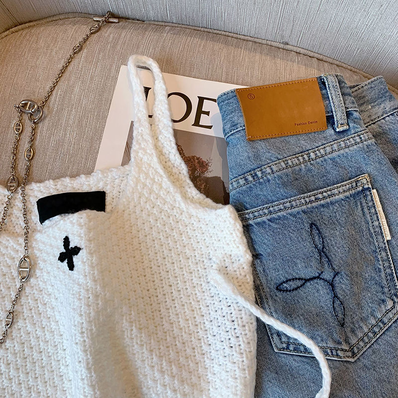 Cross Flower Dệt Kim Vest Cho Phụ Nữ Mùa Hè Mới