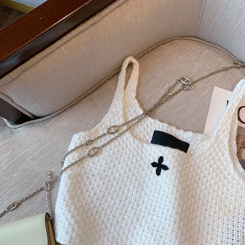 Cross Flower Dệt Kim Vest Cho Phụ Nữ Mùa Hè Mới