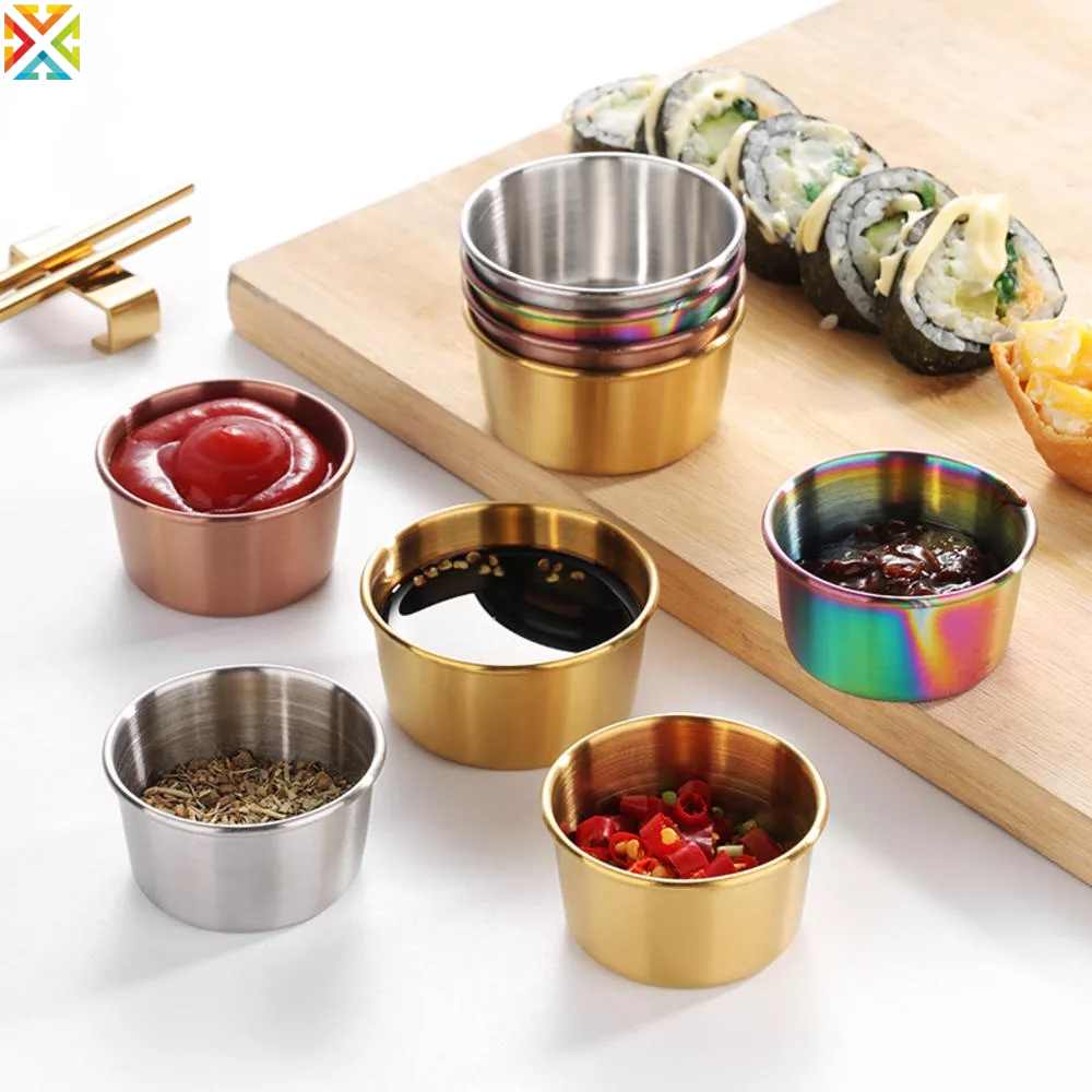 Chén Tròn Bằng Thép Không Gỉ Đựng Nước Chấm / Sushi / Giấm Tiện Dụng Cho Nhà Bếp
