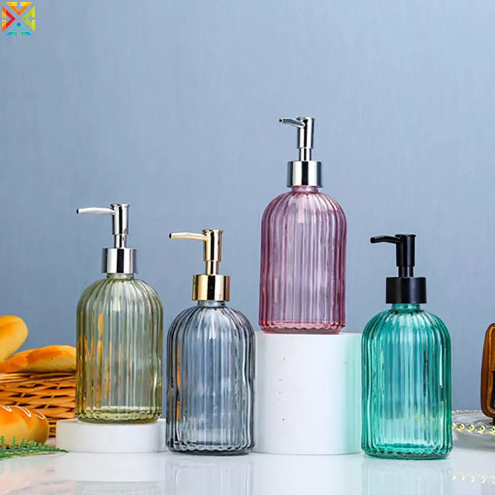 Chai Thủy Tinh Rỗng Trong Suốt 420ml Đựng Xà Phòng Rửa Tay Dạng Nhấn Tiện Dụng