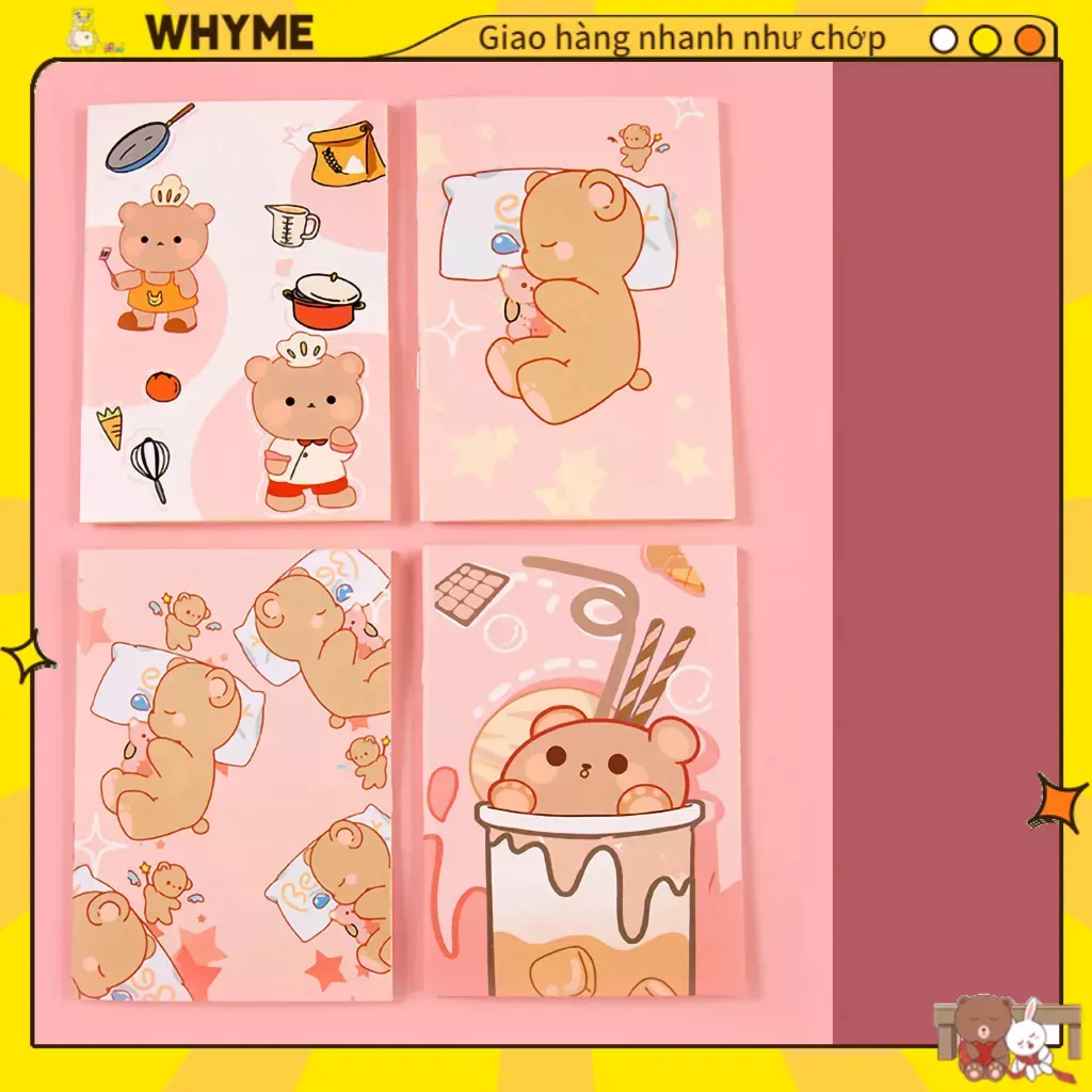 Sổ Tay 32 Trang Giấy Ghi Chú Họa Tiết Hoạt Hình Dễ Thương WHYME