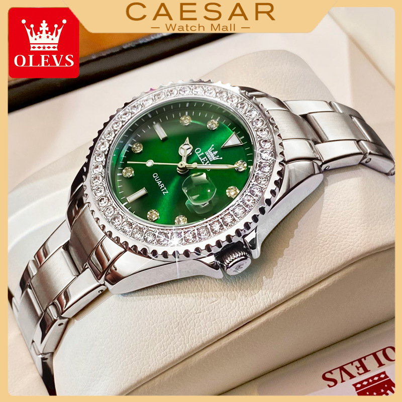 Đồng Hồ Nữ OLEVS 9945 Rolex Đính Đá Với Dây Đeo Thép Không Gỉ Thời Trang Sang Trọng Cho Nữ