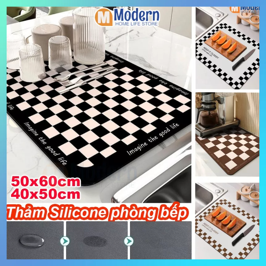 50x60cm🇻🇳Thảm Silicone Úp Chén Đĩa Ráo Nước Nhanh Khô Chống Trượt Tấm thảm lót bồn rửa chén chống trượt chống nước/Tấm Lót Bàn Ăn Hút Tốt Chống Lạnh Cao