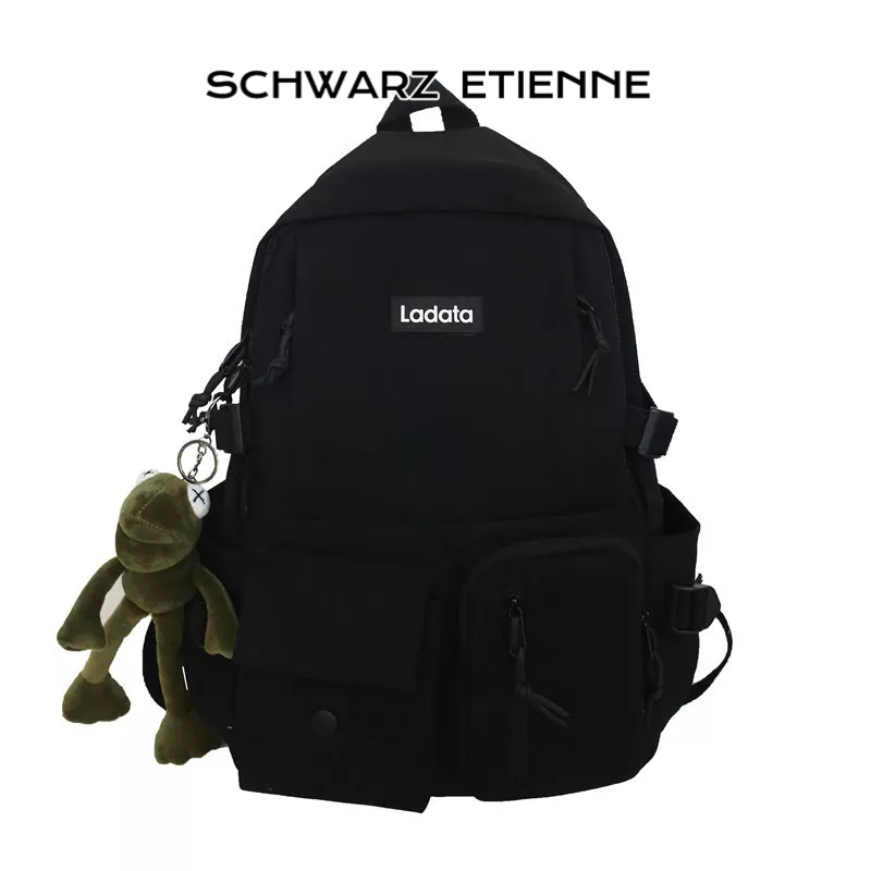 Schwarz ETIENNE Ba Lô Đi Học Du Lịch Vải niche Màu Trơn Đơn Giản Sức Chứa Lớn