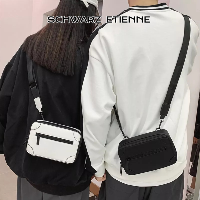 SCHWARZ ETIENNE Túi đeo chéo vai bằng da PU màu trơn phong cách hip hop đơn giản dễ phối đồ chuyên dụng