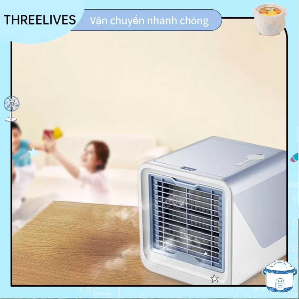 Quạt Điều Hòa Mini Để Bàn Sạc USB Tiện Dụng, Máy Điều Hòa Hơi Nước Siêu Mát THREELIVES
