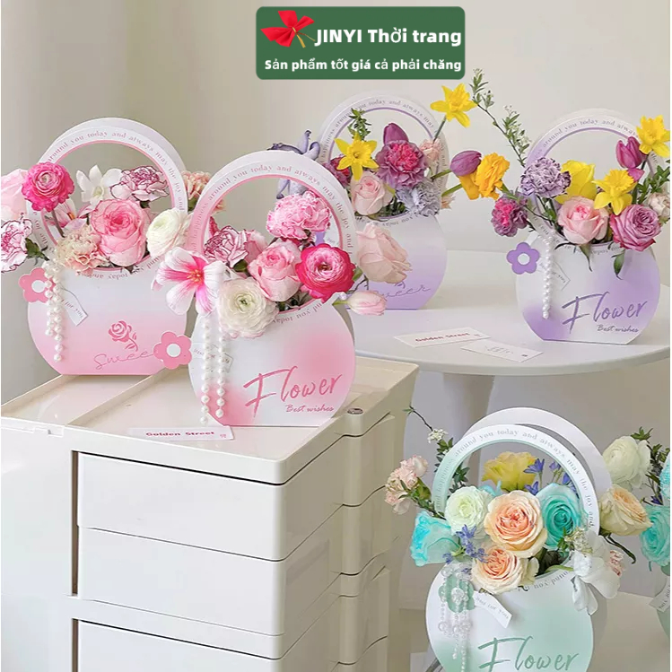 Giỏ Hoa Bằng Giấy Kích Thước 32 * 8 * 20cm Xinh Xắn