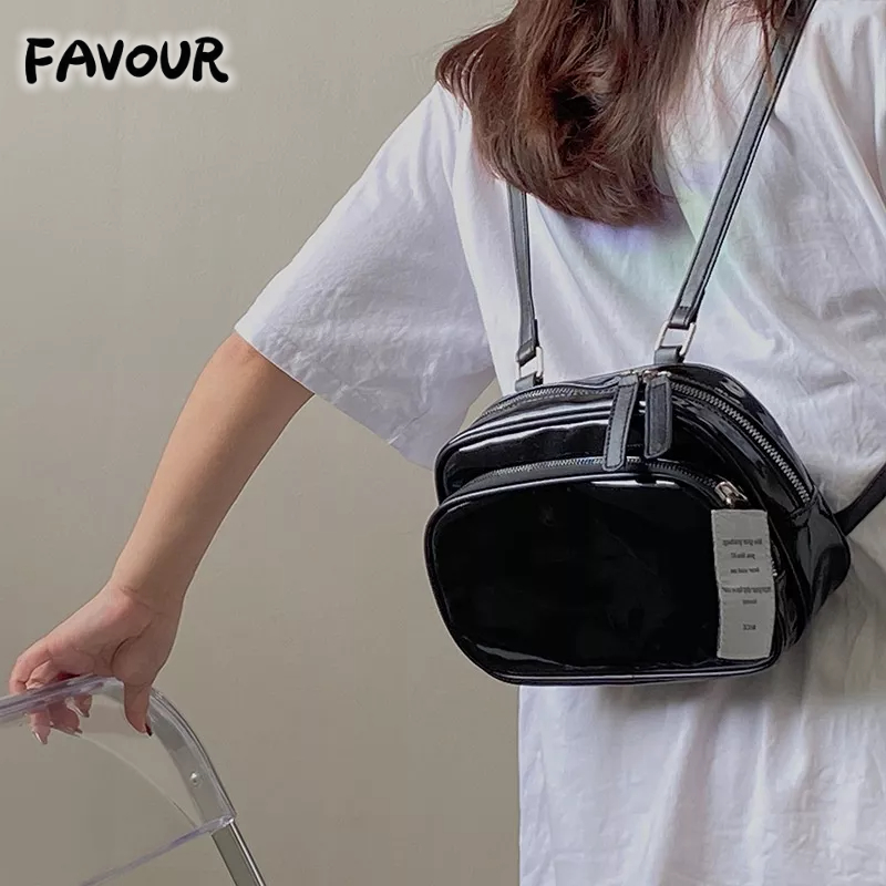 Ba Lô Đeo Vai Hình Vuông Màu Đen Trơn Dễ Phối Đồ Thời Trang Cho Nữ