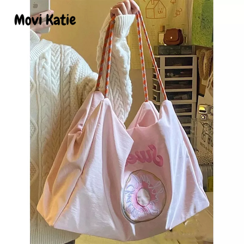 Movi Katie Movi Katie Túi Tote Vải Nylon Dày Hai Lớp Thêu Họa Tiết Thân Thiện Với Môi Trường Phong Cách Nhật Bản