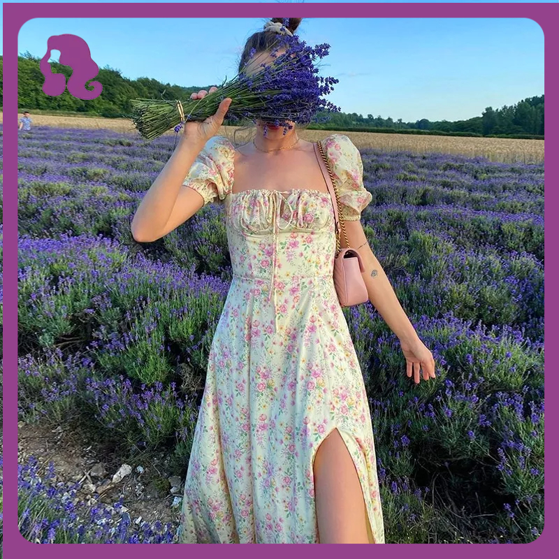 Đầm Hai Dây Dáng Ôm In Họa Tiết Hoa Phong Cách Pháp Thời Trang Mùa Hè  Mới