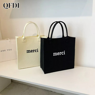Qfdi túi xách tay bằng vải nỉ thời trang đơn giản dành cho nữ