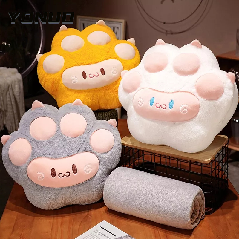 Yonuothrow Gối Ngủ Giữ Ấm Tay Ba Trong Một Mềm Mại Đa Năng Hình Chân Mèo Dễ Thương