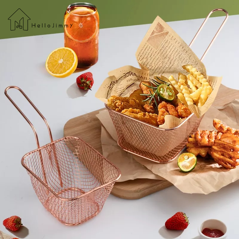 JJT Giỏ đựng thực phẩm khoai tây chiên thiết kế lọc dầu sáng tạo phong cách Mỹ tiện lợi