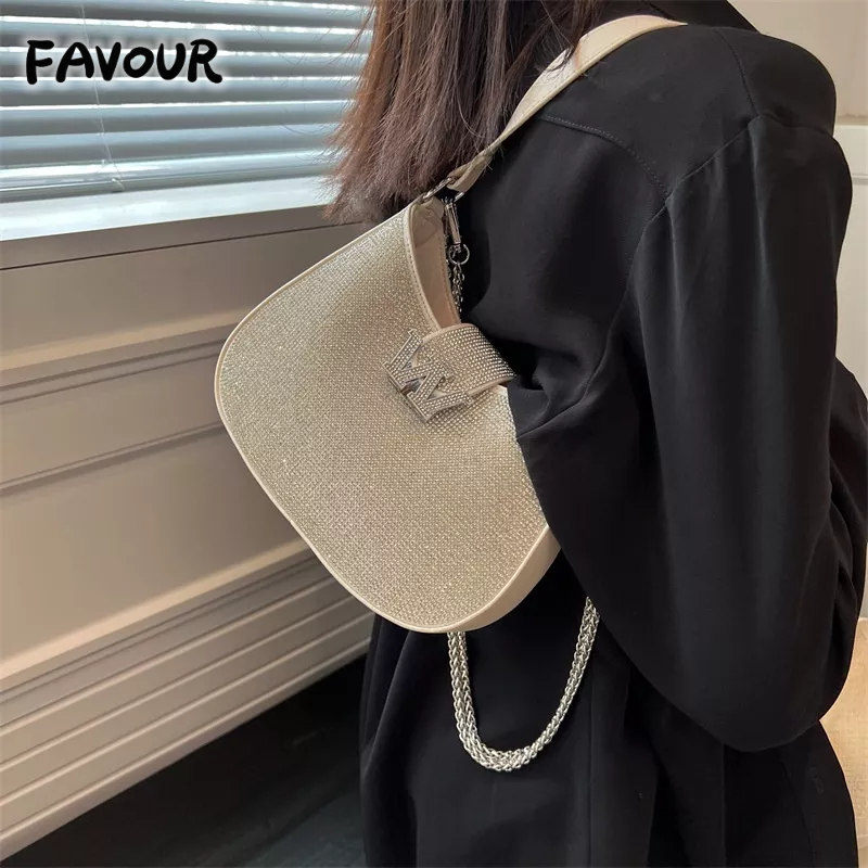 Túi Xách Đeo Dưới Cánh Tay Cỡ Nhỏ Đính Đá Kim Cương Toàn Diện Thời Trang Xuân Hè Cho Nữ