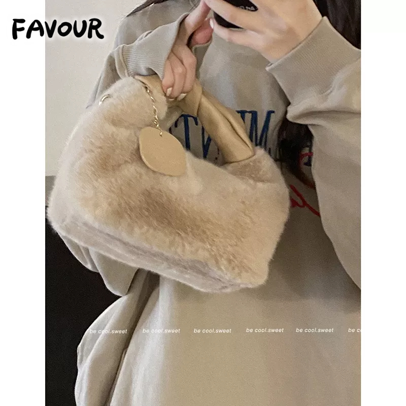 Túi Xách Đeo Vai Phủ Bông Phong Cách Hàn Quốc Đơn Giản Dành Cho Nữ