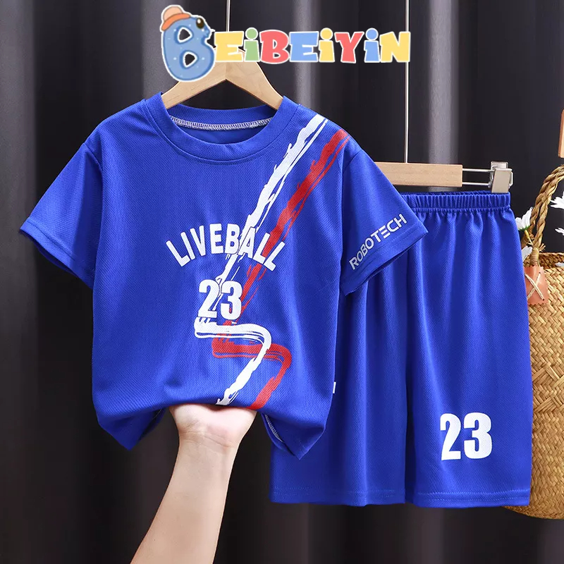 BEIBEIYIN Bộ Đồng Phục Bóng Rổ Ngắn Tay Thoáng Khí Mau Khô Dành Cho Trẻ Mẫu Giáo