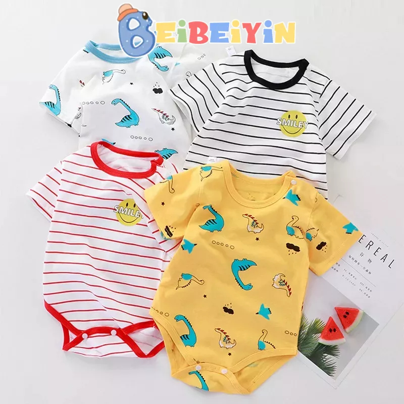 Áo liền quần BEIBEIYIN vải cotton mỏng thoải mái cho bé sơ sinh