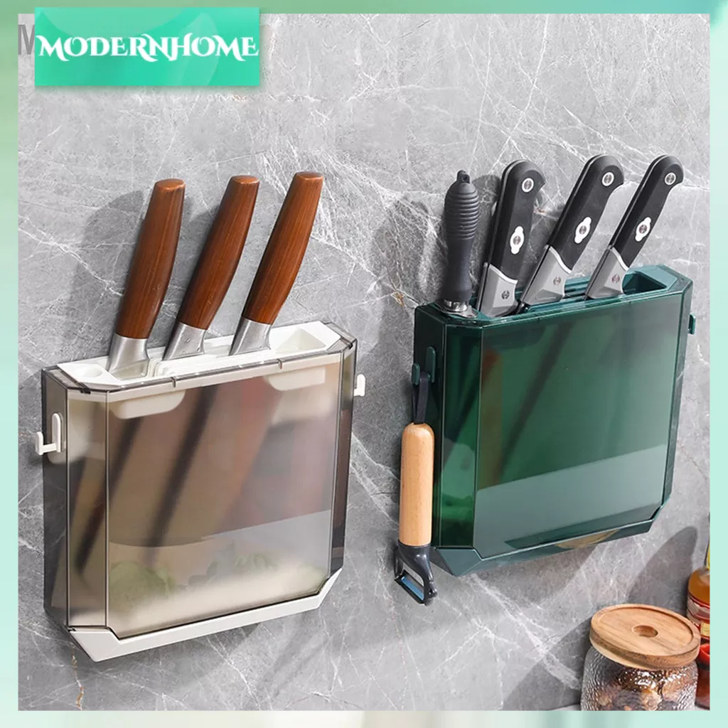 ModernHome Giá Để Dao Nhà Bếp Trong Suốt Thú Cưng Treo Tường Lưu Trữ Khối Dụng Cụ Đỡ Kệ