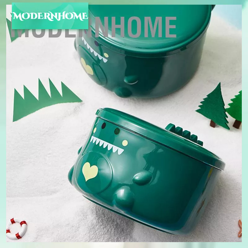 ModernHome Bát mì hình khủng long hoạt bên trong bằng thép không gỉ có tay cầm và nắp đậy cho trường học gia đình