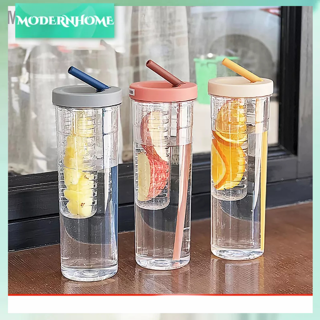 ModernHome Bình Nước Du Lịch 700Ml Tách Không Độc Hại Có Thể Gập Lại Di Động Ống Hút Làm Dày PC