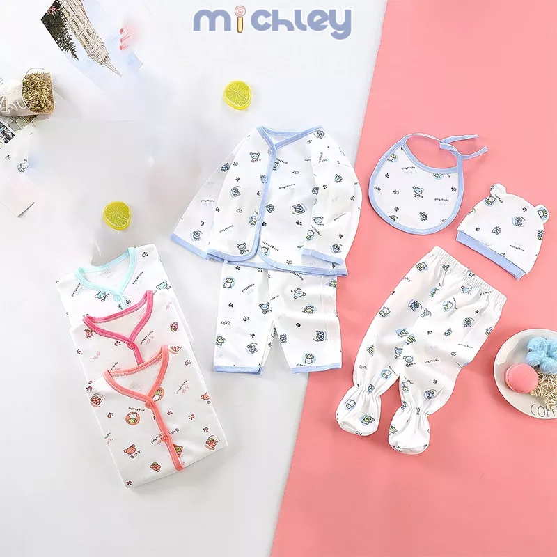 Bộ Quần Áo cotton Kiểu Hoạt Hình Xinh Xắn Đáng Yêu Dành Cho Bé Sơ Sinh 0-3 Tuổi