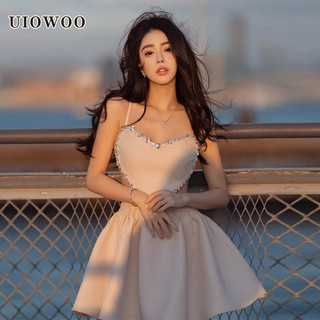 UIOWOO  Đầm Dự Tiệc Đính Kim Cương Giả Sang Trọng