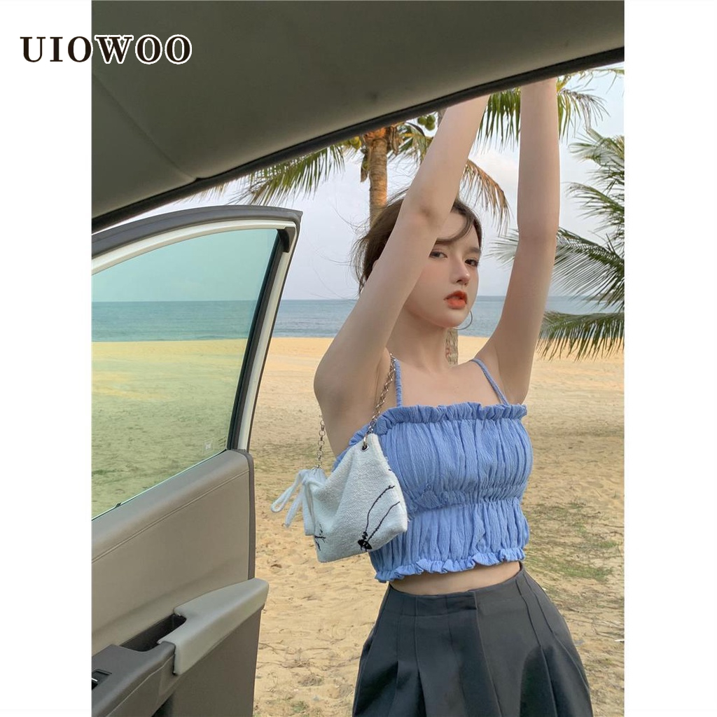 UIOWOO  Áo Ống Ngắn Phong Cách Pháp Thời Trang Mùa Hè Dành Cho Nữ