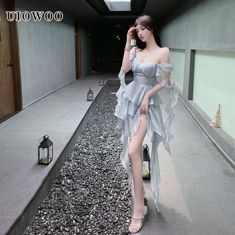 UIOWOO  Đầm Công Chúa Cổ Vuông Tay Phồng Thời Trang Sang Trọng Cho Nữ