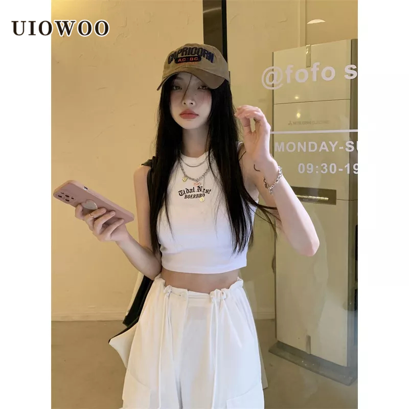 Áo thun thể thao UIOWOO không tay dáng ôm nhiều lớp thời trang cho nữ
