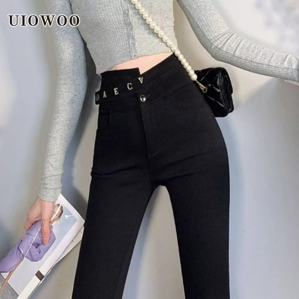 Quần legging UIOWOO lưng cao dáng ôm co giãn phong cách dành cho nữ