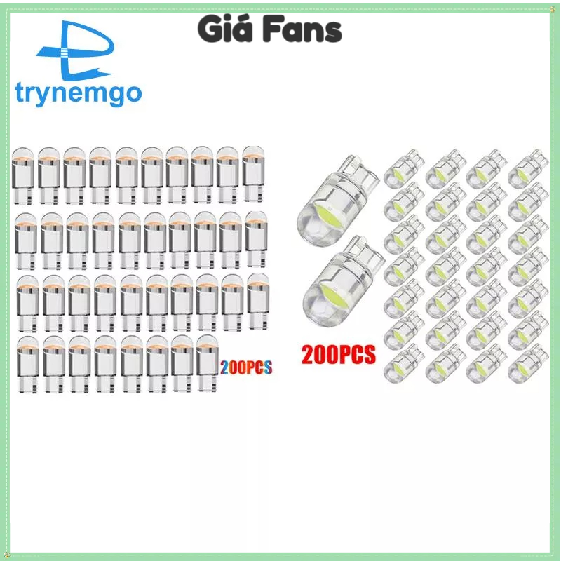 Set 200 Đèn LED W5W T10 COB 6000K Ánh Sáng Trắng / Xanh Dương 12V Gắn Biển Số Xe Hơi