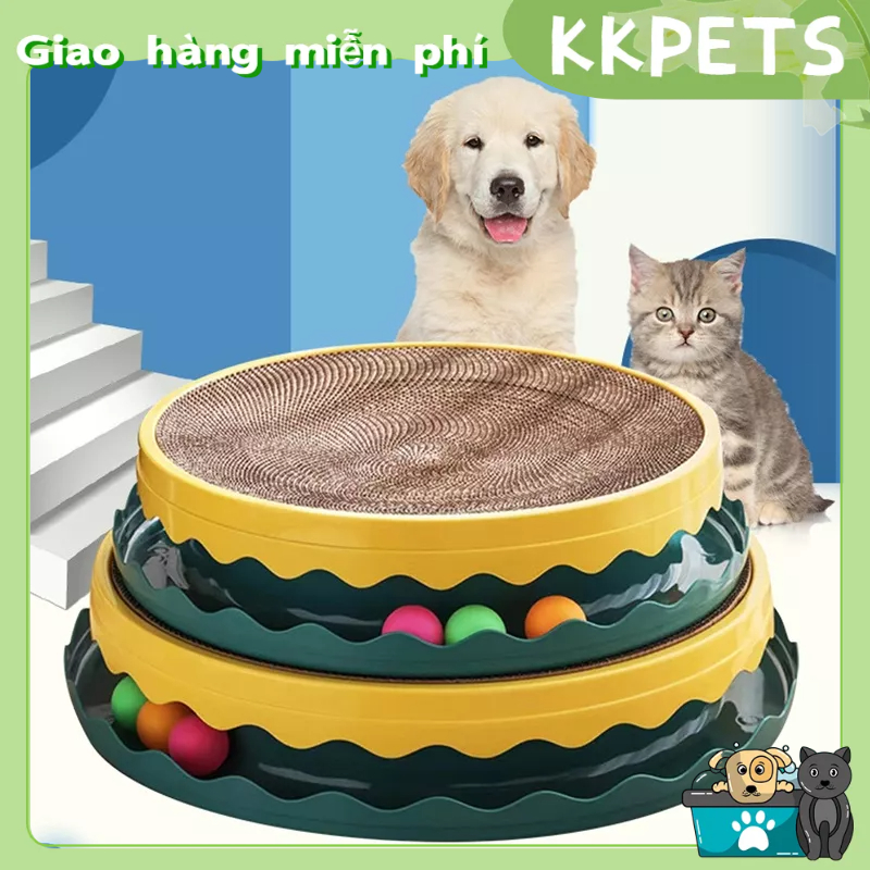 Đồ chơi cho mèo và Bảng cào móng mèo hình tròn 2 trong 1, cào móng mèo thay thế lõi KKPETS