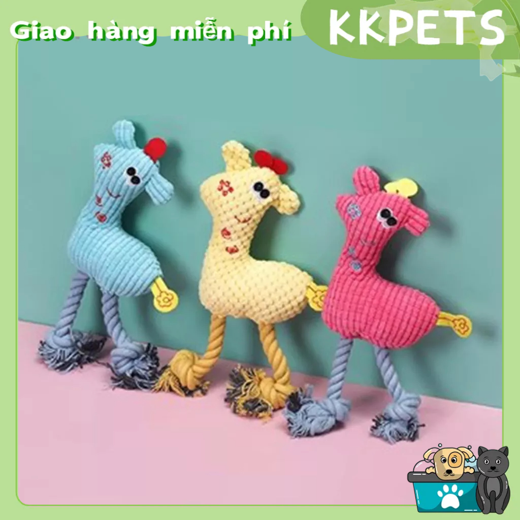 Đồ Chơi Cho Thú Cưng Bằng Bông phát ra tiếng kêu, Đồ Chơi Nhai Gặm Mềm - Đồ Chơi Cho Vệ Sinh Răng Thú Cưng KKPETS