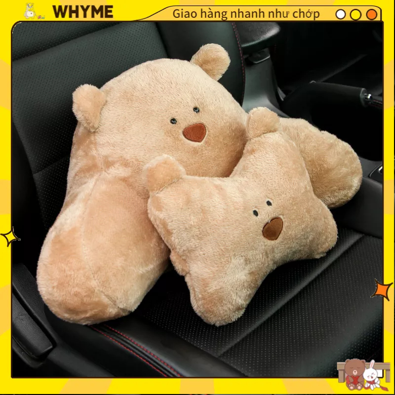 Gối tựa đầu và cổ kiểu gấu hoạt hình nhồi bông trang trí nội thất xe hơi WHYME