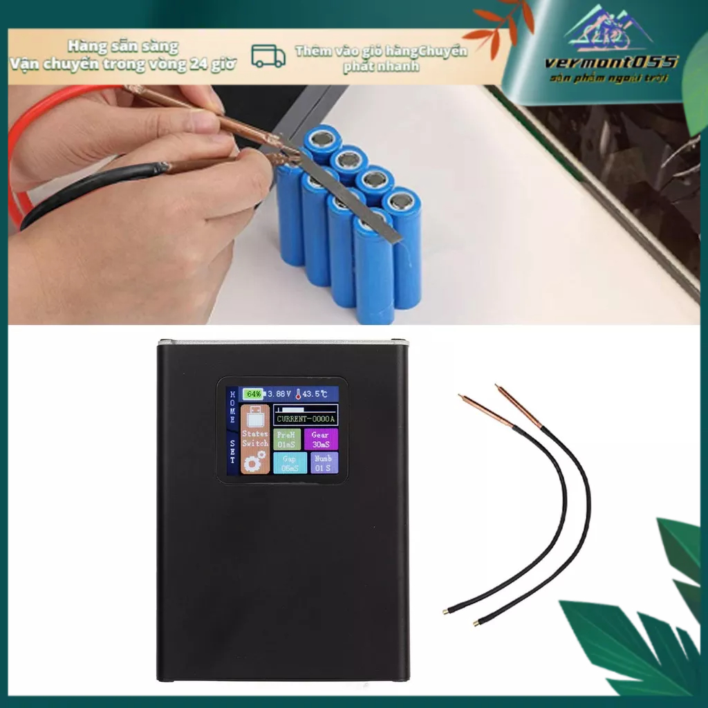 Vermont055 Máy Hàn Điểm Với Màn Hình Màu LCD 1.8in Có Thể Điều Chỉnh Mini Di Động Chuyên Nghiệp Cho Pin