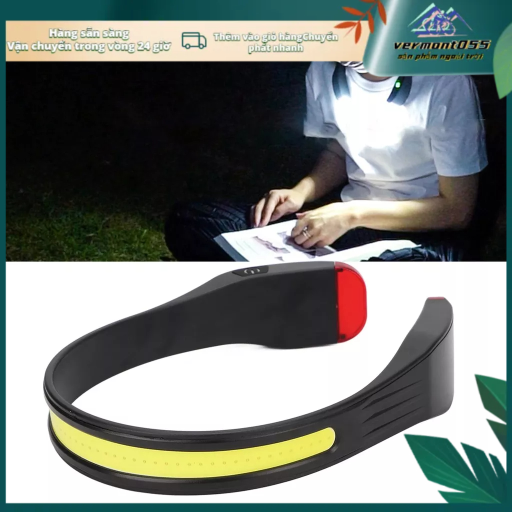 Vermont055 Đèn Pha LED Nhẹ Mềm Ánh Sáng Đỏ IPX4 Chống Nước Thoải Mái Di Động COB Đội Đầu Cho Cắm Trại Ngoài Trời