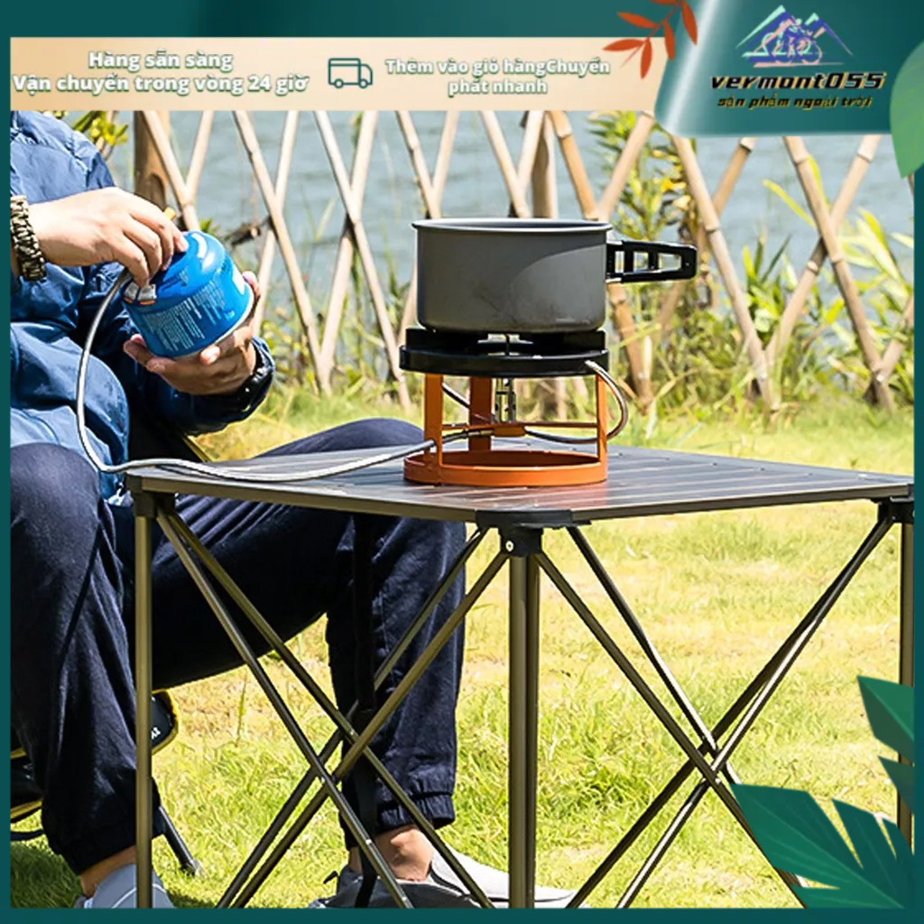 Vermont055 Chia Cắm Trại Bếp Gas Âm Di Động Phẳng Đầu Bình Ngoài Trời Nấu Ăn Có Tay Cầm Cho Đi Bộ Đường Dài Dã Ngoại