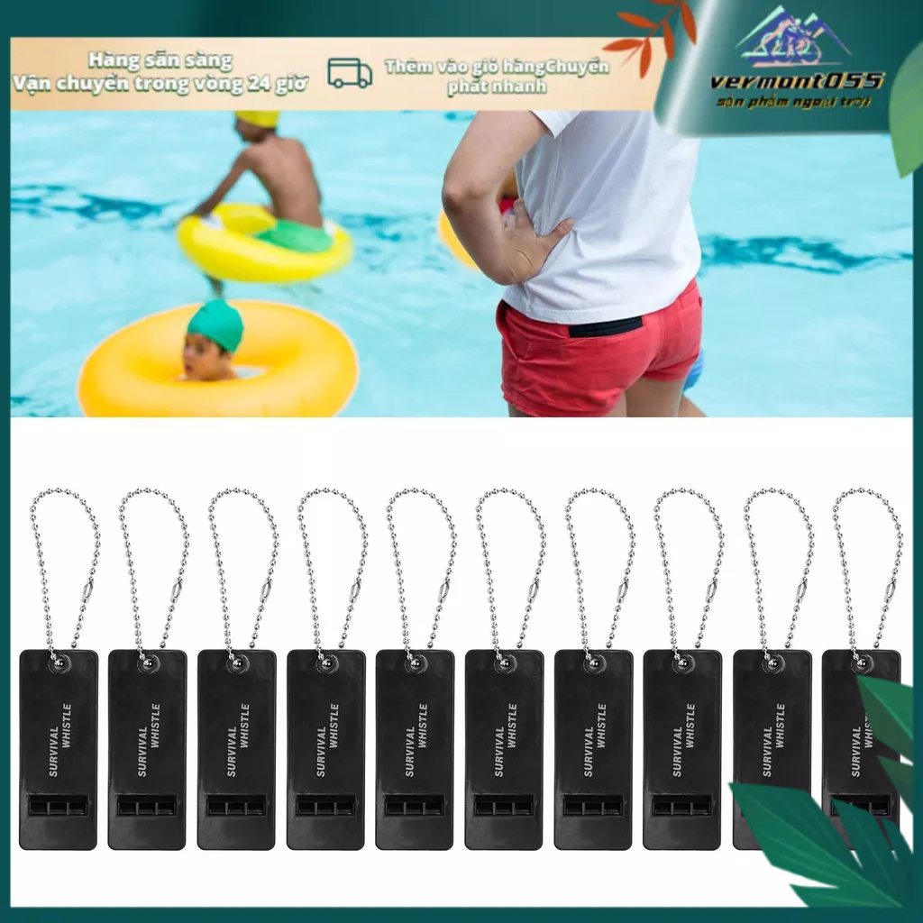 Vermont055 10 Chiếc Còi Sinh Tồn 3 Tần Số Decibel Cao Di Động Khẩn Cấp Với Móc Chìa Khóa Cho Cắm Trại Đi Bộ Đường Dài