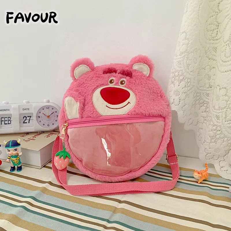 Túi Đeo Vai Cỡ Lớn In Họa Tiết Hoạt Hình Gấu / Dâu Tây Dễ Thương Cho Nữ