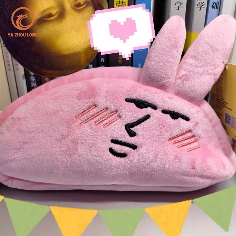 Túi đựng bút/ mỹ phẩm YAZHOULONG cỡ lớn kiểu thỏ nhồi bông màu hồng dễ thương cho nữ