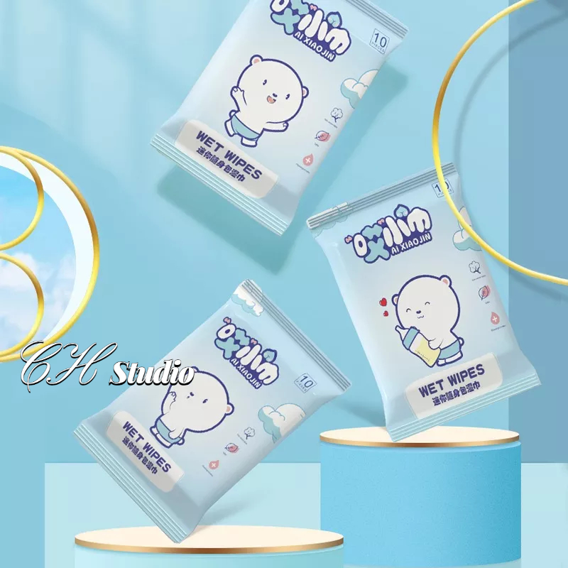Ch Hey Set 10 Khăn Ướt Lau Khô Dễ Dàng Mang Theo Cho Gia Đình Trẻ Em Người Lớn