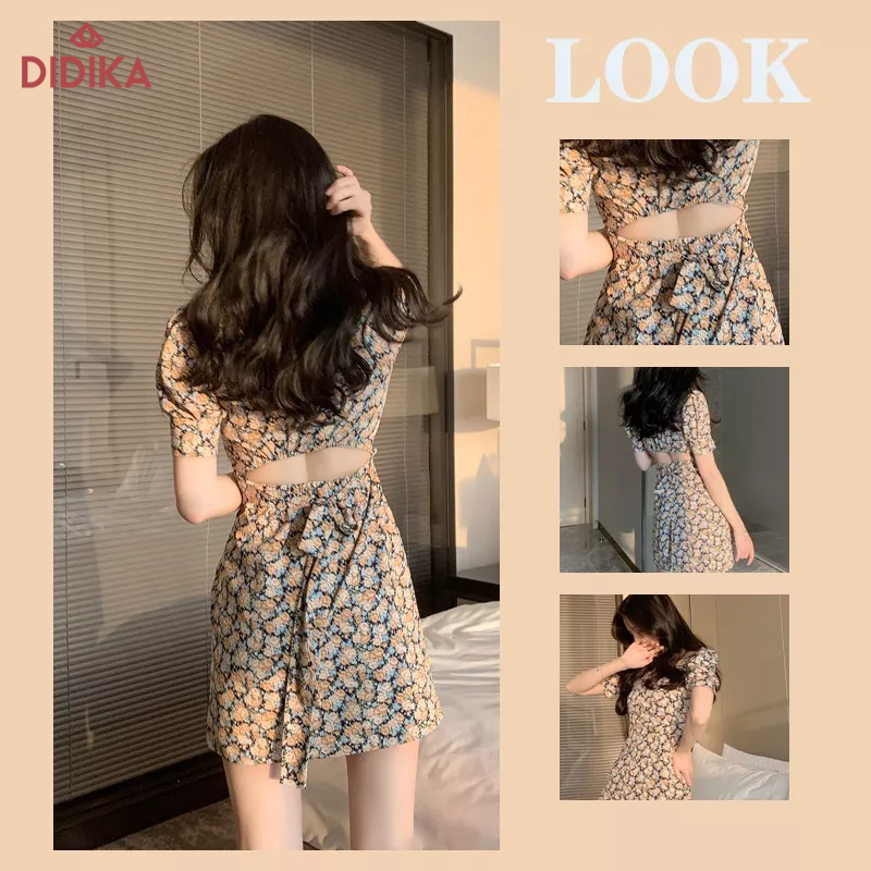 DIDIKA Đầm Hai Dây Họa Tiết Hoa Phong Cách Đường Phố Mùa Hè Mới Cho Nữ